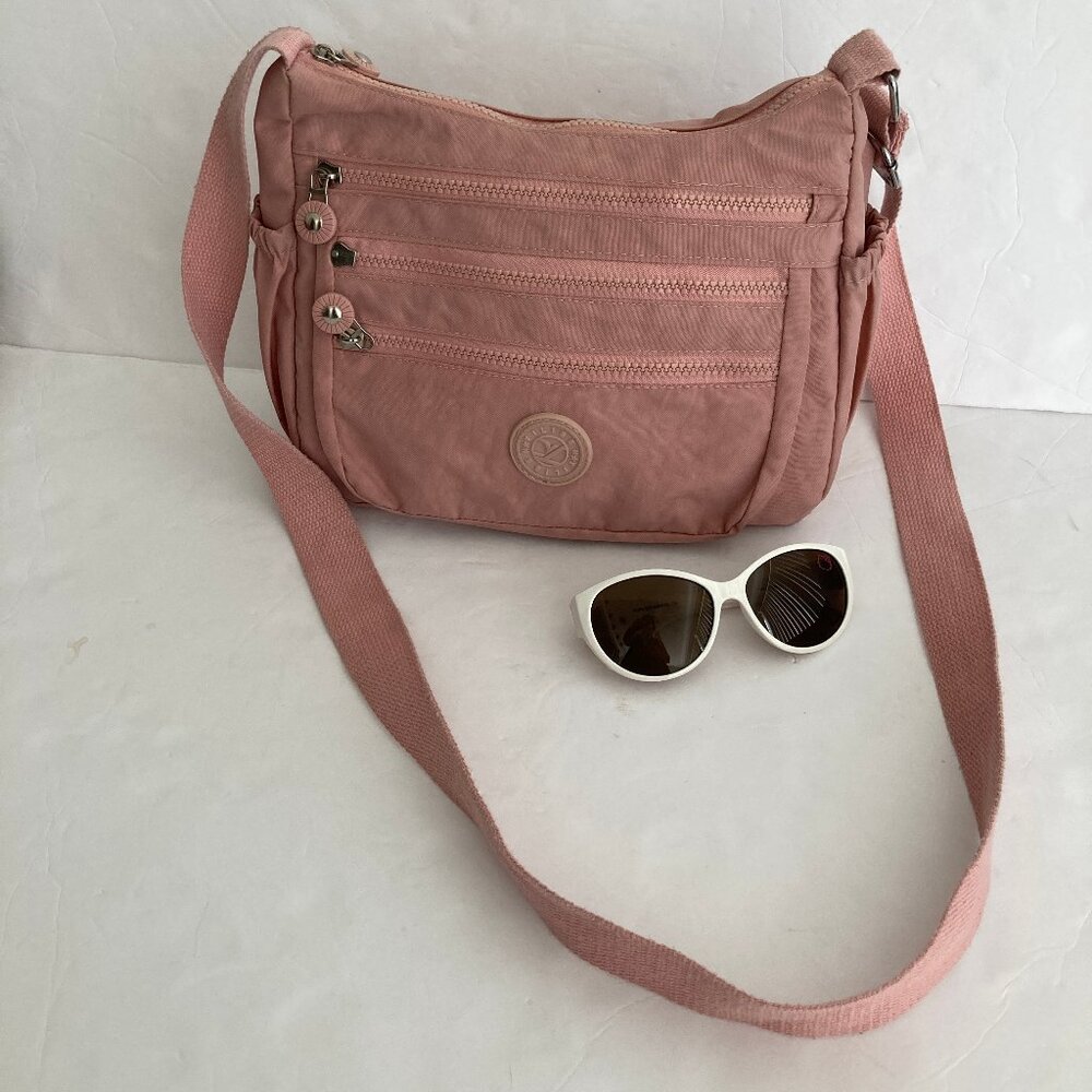Kipling Pale Pink Nylon Messenger Crossbody Shoulder Handbag